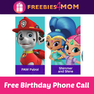 Free Birthday Phone Call from Nick Jr Characters