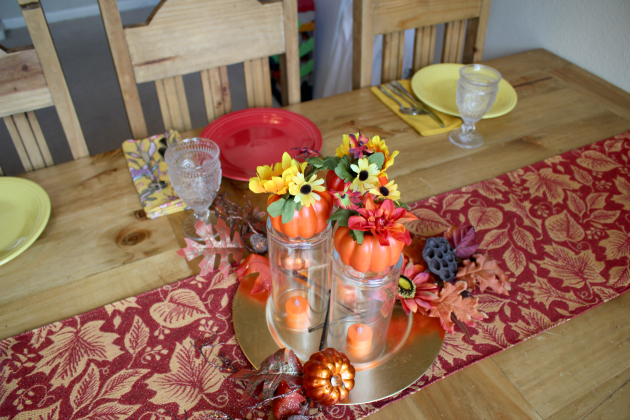 Fall Centerpiece made with supplies from Family Dollar