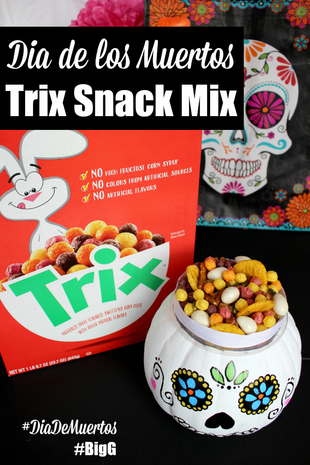 Trix Snack Mix Recipe & DIY Sugar Skull Pumpkins for Dia de los Muertos