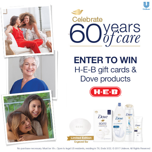 H-E-B Deal: $5 off $15 of Dove & Win an H-E-B Gift Card