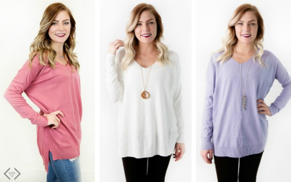 V-Neck Pullover Sweater + Free Necklace