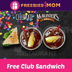 Free Club Sandwich at McAlister's Deli May 1-4