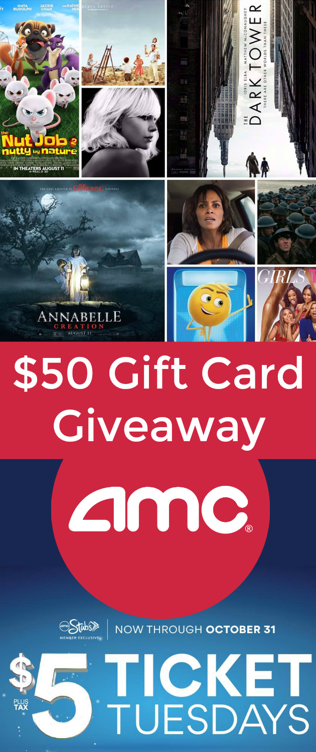 $50 AMC Gift Card Giveaway: $5 Movie Tickets Every Tuesday