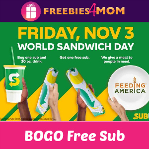 Buy One Sub & Drink Get One Sub Free at Subway