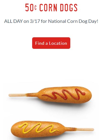$0.50 Corn Dogs at Sonic March 17