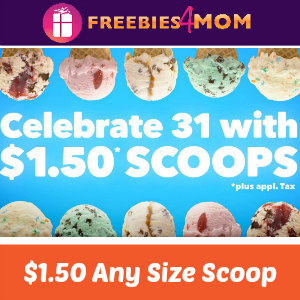 $1.50 Scoops at Baskin-Robbins July 31