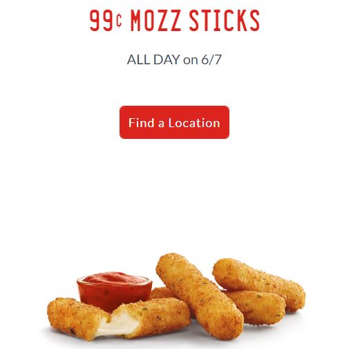 $0.99 4-piece Mozzarella Sticks at Sonic