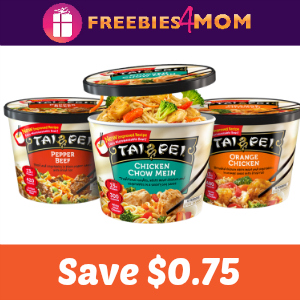 Save $0.75 on one Tai Pei Entrée or Appetizer