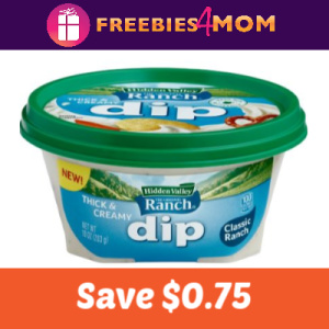 Coupon: Save $0.75 on Hidden Valley Ranch Dip