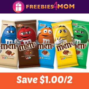 Coupon: Save $1.00 on 2 M&M'S Chocolate Bars