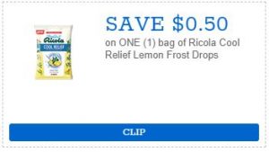 Save $0.50 on Ricola Cool Relief Lemon Frost Drops