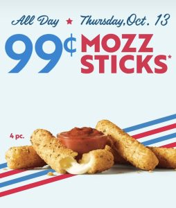 🧀$0.99 4-piece Mozzarella Sticks at Sonic 2/13