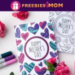 💐Free Mother's Day Printable: Coloring Card with Hearts - Freebies 4 Mom