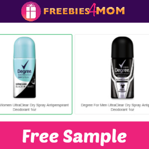 Request your free sample of Degree Dry Spray Antiperspirant