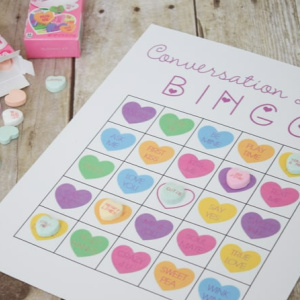 💗Free Valentine's Printable Games: Conversation Heart Bingo