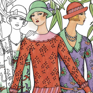 Free Printable Adult Coloring: Art Deco Fashions