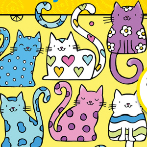 🐱Free Kids Printable: Happy Cats Coloring (ages 4-8)
