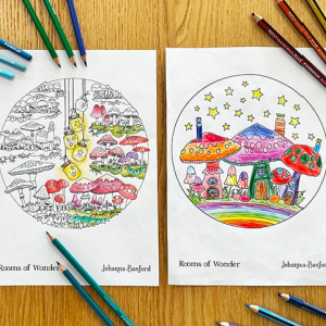 🍄Free Printable Kids & Adult Coloring: Enchanted Mushrooms by Johanna Basford