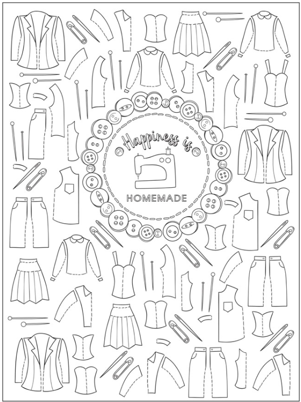 🧶Free Printable Adult Coloring: Sew Stylish