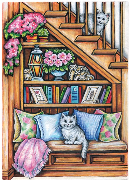 🪺Free Printable Adult Coloring: Cozy Corners